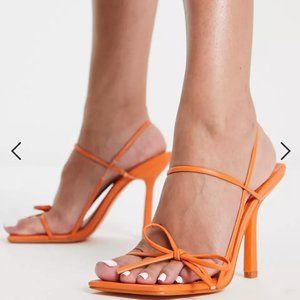 Public Desire Exclusive Giselle bow front strappy sandals in orange (NWoT)